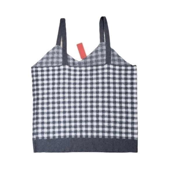 Molly & Isadora Knit Tank Top Grey & White Gingham Print Size 2X - Picture 3 of 6